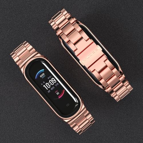 Strap for Amazfit Band 5 Wrist Band for Xiaomi Mi Band 6 5 4 3 Metal Bracelet Band Strap for Miband 5 4 Correa for Amazfit 5