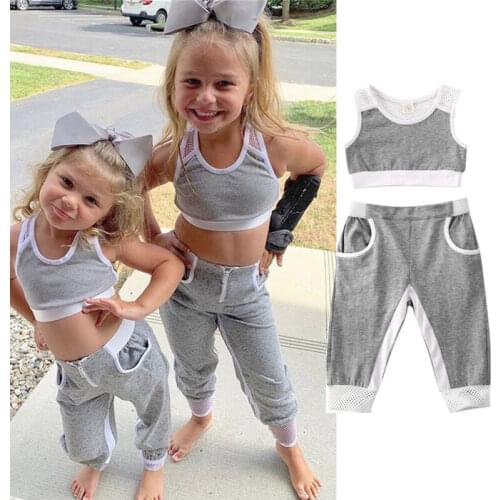 Pudcoco US Stock Toddler Kid Baby Girl Vest Tank Top Pants Trousers Outfits Clothes Tracksuit