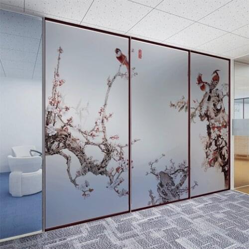 Static film no glue transparent opaque bathroom window glass anti-glare paper window paper new Chinese plum