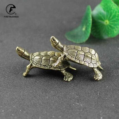 New Style Shape Turtle Miniatures Figurines Antique Metal Brass Animal Tortoise Small Statue Tea Pet Table Ornament Home Decors