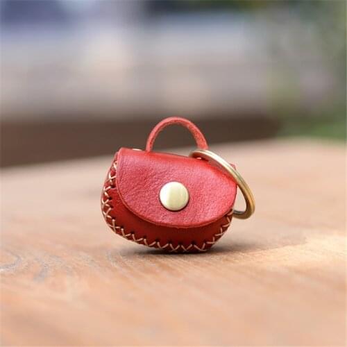 Bags Pendant Mini Coin Purse Bags Women Keychain Wallets Genuine Cow Leather Retro Handmade Cute Small Handbags Ladies DIY Gift