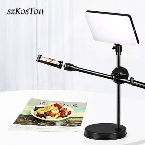 10inch LED Video Lighting Panel With Tabletop Boom Arm Monopod Stand Photography Lighting Remote Control For Live Stream Lamp