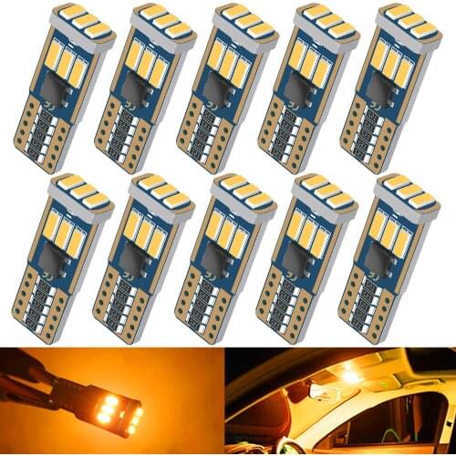 A Pack T10 W5W LED Bulbs Canbus 4014 9SMD Car Parking Position Lights Interior Map Dome Reading Lights 12V White Amber Red Blue