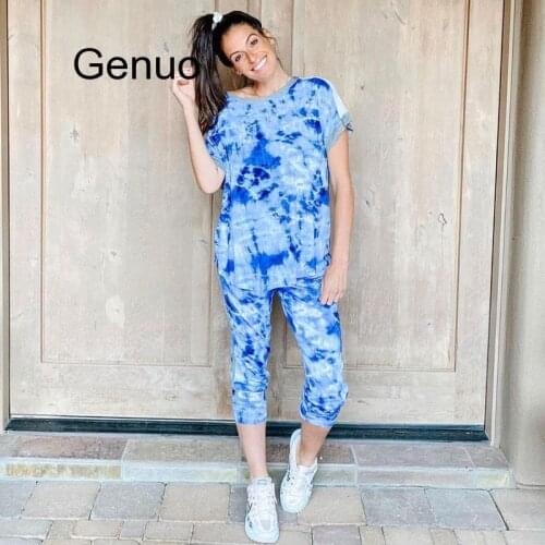 Tie-dye Loose Tracksuits Lounge Wear Women Casual Two Piece Set Spring Street T-shirt Tops And Jogger Suits 2 Pcs Outfits