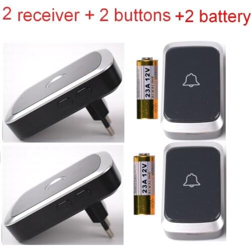 Waterproof Wireless Doorbell EU Plug Smart Remote control Door Bell Jingle Rings with battery AC 100V-240V