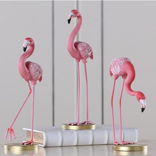 High quality large size Pink Flamingo Desktop Figure Lovely Home Decoration Gift for Girls Flamingo Mini Sculpture Statue