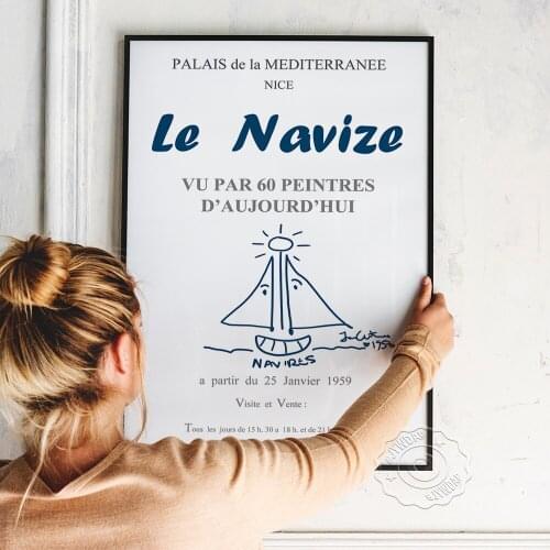 Vintage Museum Exhibition Poster, Jean Cocteau Concise Anime Abstract Art Painting, Home Decor Kids Room Wall Picture Decor Gift