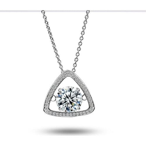 Necklace For Women Fashion 18K White Gold 5 Carat Round Shape Moissanite Diamond Pendant Long Necklace Jewelry