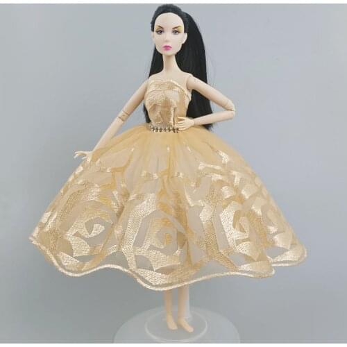 Golden Ballet Tutu Dress For Barbie Doll Outfits Clothes 1/6 Doll Accessories Rhinestone 3-layer Skirt Ball Party Gown Toys