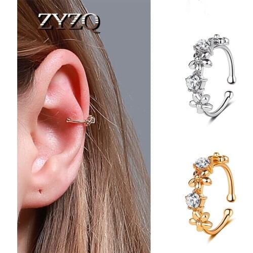 ZYZQ Korean Version Of The Simple Ear Bone Clip Wild Flower Ear Clip Ladies Pierced Earrings
