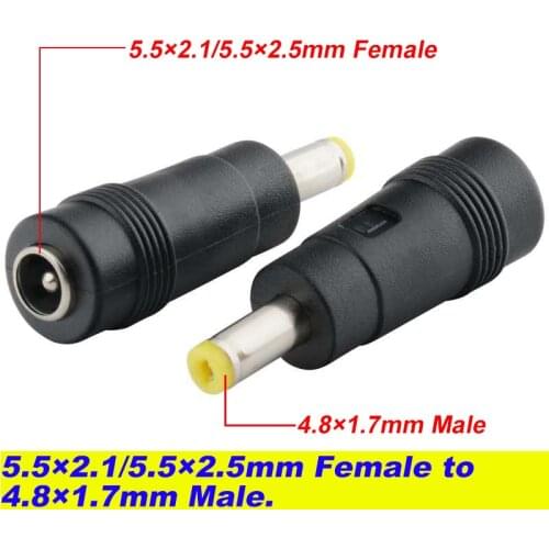 1pcs 5.5 x 2.1/5.5×2.5mm Female to 4.8 x 1.7mm Male DC Connector Converter Laptop Power Adapter 5.5 x2.1/5.5×2.5 to 4.8 x 1.7