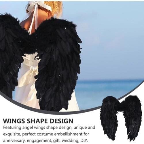 1Pc Angel Feather Wing Christmas Party Outfit Stage Performance Supply Angel Feather Wings Christmas Stage Decoration (Black)