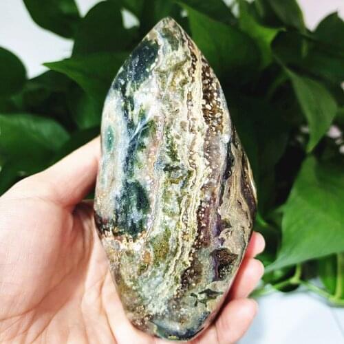 100% Natural stones Sea jade crystal flame decorated agate ice cream mineral specimen