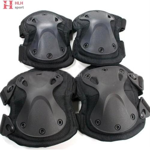 4 Tactical Combat Knee & Elbow Protective Pads Guard Black