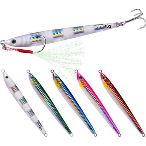 5pcs/lot 60g Sea Fishing Long Shot Metal Slow Jigging Lure Luminous Artificial Fast Speed Sinking Knife Wobbler Jig Baits