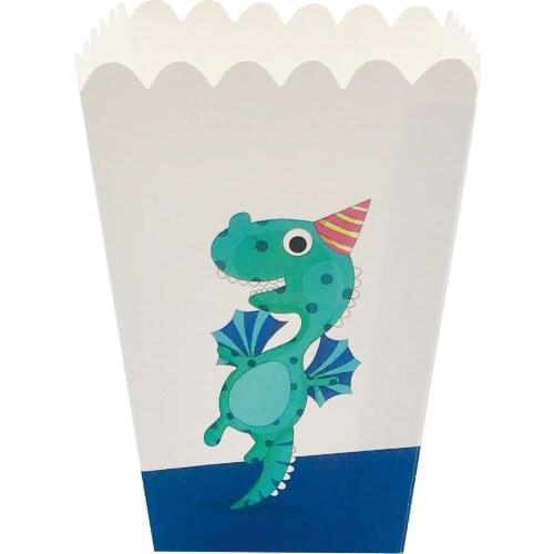 8pcs Dinosaur theme Paper Box Jungle Party Candy Bag Popcorn Box Party Favor Cupcake Birthday Party Decorations