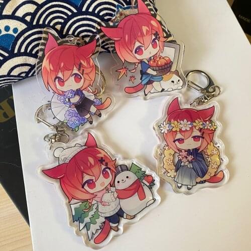 Anime Final Fantasy XIV FF14 The Crystal Exarch Gurahatia Cat Acrylic Stand Model Pendant Toy Keychain Cartoon Bag Keyring