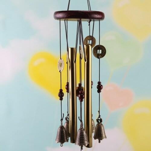 Antique Copper Alloy Wind Chime Home Yard Hanging Rust-Proof Metal Tube Pendant Wind Chimes Tubes Hanging Ornament
