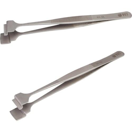 Anti-corrosion Anti-acid High Quality Stainless Steel Gripping Silicone Wafer Electric Big Flat Tip Tweezers