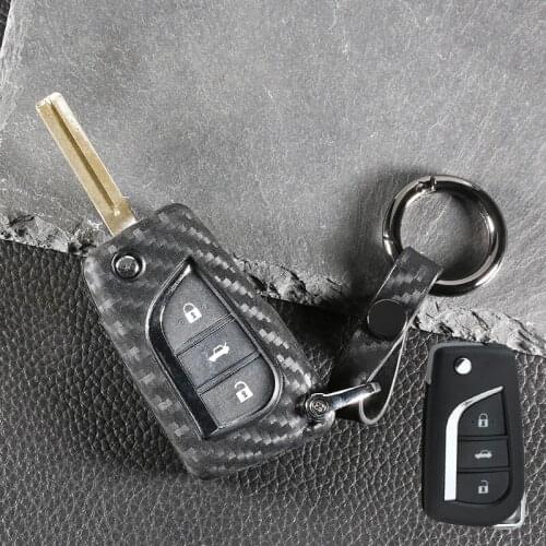 Carbon Fiber Key Case For Car 3 Buttons For Toyota Auris Corolla Avensis Verso Yaris Aygo Scion TC IM 2015 2016 Car Key Cover