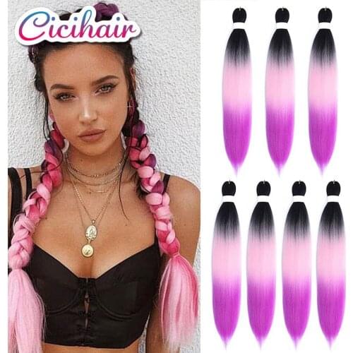 CICIHAIR 24inch80g Easy Braid Hair Crochet Braid Hair Extensions Jumbo Braids For Women Pink Purple Brown Green Wholesale