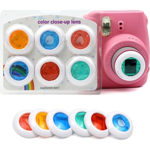 6PCS Colorful Camcorder Close-up Colored Lens for Fujifilm Instax Mini 11 9 8 8 + 7 s KT Instant Film Cameras Lens Filter