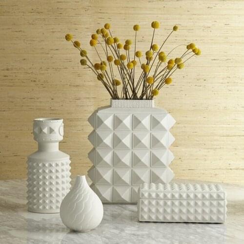 Nordic Style White Geometric Ceramic Vases Simple Modern Home Model Room Living Room Flowers Ornaments Ornaments