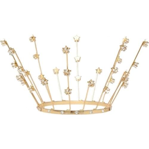 Cake Topper Exquisite Faux Crystal Star Alloy Decorative Cake Crown for Birthday