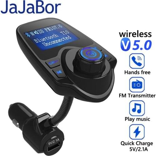 JaJaBor FM Transmitter Bluetooth 5.0 Car Kit Handsfree AUX MP3 Music Player Support TF Card Playback 5V 2.1A USB Car Charger