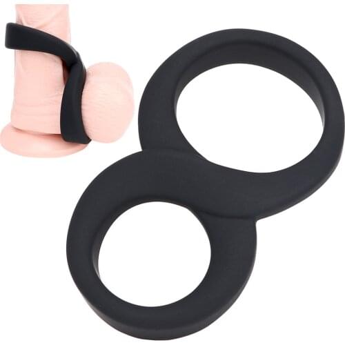 Penis Ring Couple Sex Toy Delay Ring Soft Silicone Sexy Double Ring Delay Ejaculation Male Chastity Device Homosexual