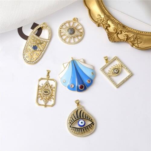 Popular Greek Eyes Charms Pendant Rhinestone Evil Eyes Gold Pendants For DIY Necklace Bracelets Accessories Supplies