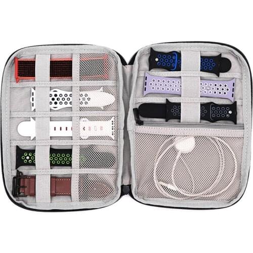 Hot Multifunction Portable Watch Strap Organizer Watch Band Box Storage Bag Watchband Holder Watch Travel Case Pouch Gray Black