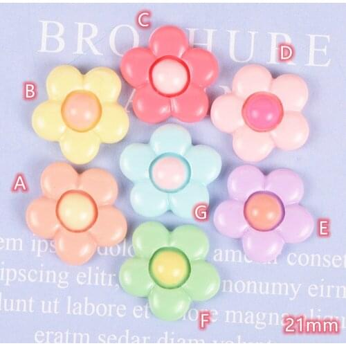 Kawaii Flowers Flatback Resin Cabochons 20pcs Resin Lucky Flower Charms for DIY Scrapbook Embellishment Deco Parts