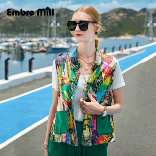 Fashion Elegant Lady Suit Autumn Street Style New Style Art Silk Print Vest Jacket + High-Waist Flocking Wide-Leg Pants S-XL