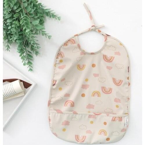 P31B Cartoon Waterproof Baby Starter Bibs Infant Feeding Apron Smock Feeding Burp Cloth for Infants Newborn Boys Girls