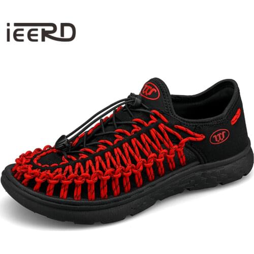 Hand Knitting Men Sandals Cushioning EVA Sole Mesh Shoes Men Summer Breathable Footwear Casual Sandals