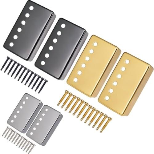 A set of Gold Brass Guitar Humbucker Pickup Covers With Polepiece Screws Electric For Electric Guitar Neck and Bridge