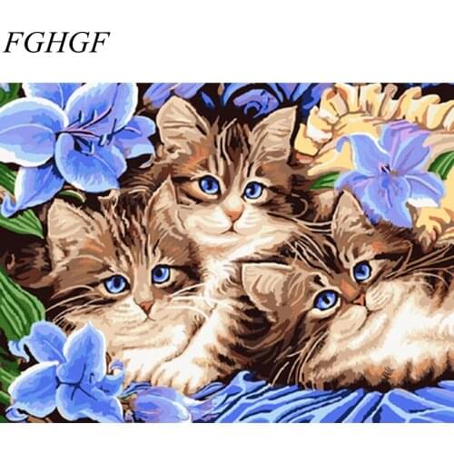 Cats Frameless Picture Painting Calligraphy DIY Painting By Numbers Coloring By Numbers Digital Painting