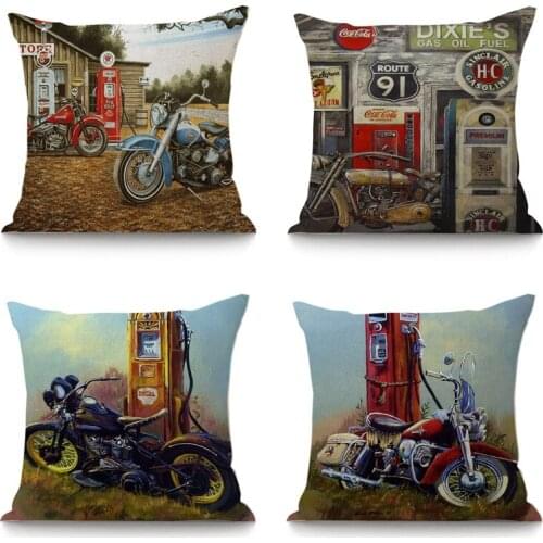 Vintage Classic Motorcycle Poster Printed Cushion Cover Home Decorative Sofa Coffee Car Chair Throw Pillow Case Almofada Cojines