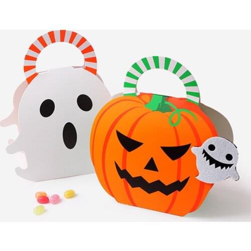20Pcs/Lot Portable Christmas Halloween Gift Box Ghost Paper Bag Cute Candy Box with handle Creative Present Packaging Boxes