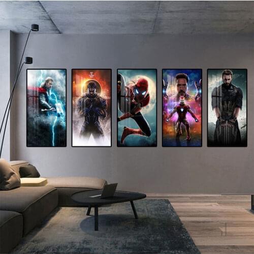 Marvel Movie Superhero Anime Poster Captain America Spiderman Hulk Canvas Painting Prints Wall Art Picture for Home Decor Cuadro