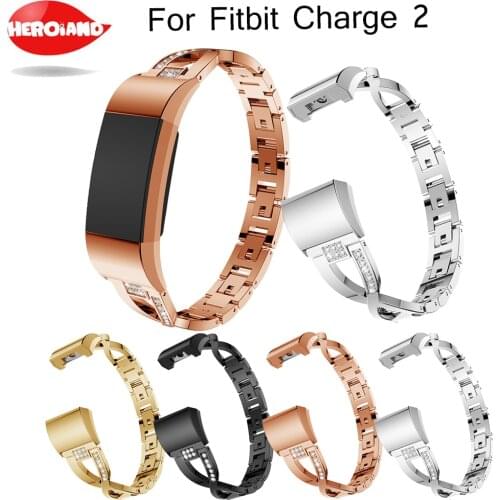 Luxury Crystal Watch Band Wrist Strap For Fitbit charge 2 Smart Watch Replacement wristband For charge2 Straps with Rhinestone