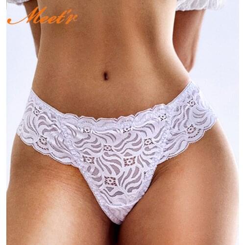 Meet'r Women Sexy Lace Panties Transparent Hollow Out Lingerie Seamless Temptation G-String Low-Waist Underwear 5 Coler Thong