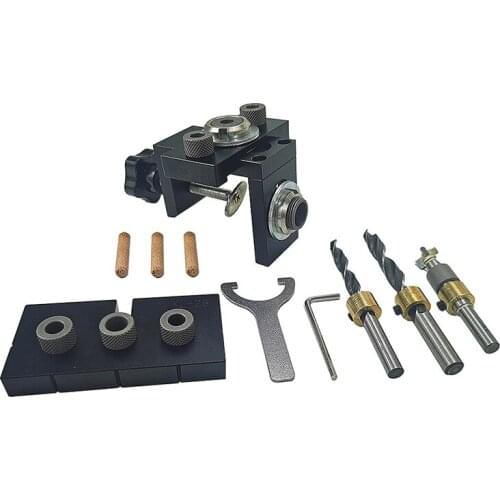 Woodworking 3 in 1 Adjustable Doweling Jig Pocket Hole Jig With 8/15mm Drill Bit For Drilling Guide Locator Puncher Tools