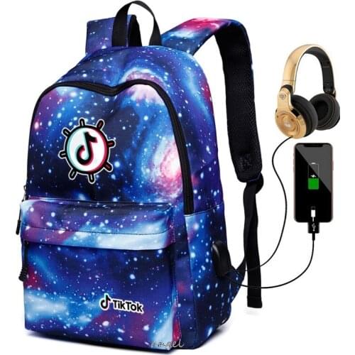 Tik Tok canvas backpack kids travel bag School Bag usb charging shoulder bag Teenagers Laptop bag rucksacks birthday gift