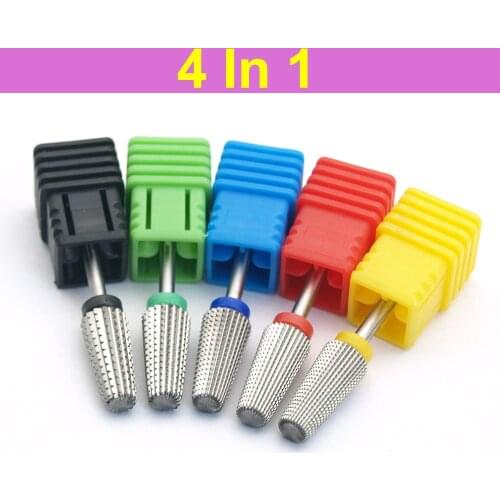 Carbide Tungsten 5 in 1 Nail Drill Bit Tapered Shape Straight Cut drill bit for Acrylic Nail Gel 3/32" Shank - Drill Machine
