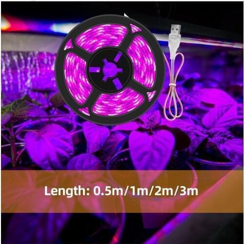 USB Phytolamps for Plants 5V LED Grow Light Strip 2835 Chip 1m 2m 3m LED Phyto Tape for Hydroponic Greenhouse Seedlings Growth