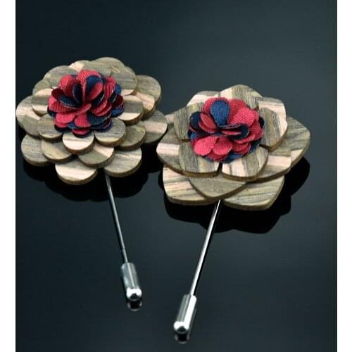 Mens Vintage Lapel Pin Brooch Pin Handmade Wood Flower Lapel Pin For Men Wedding Party Suit Decoration Boutonniere Corsage