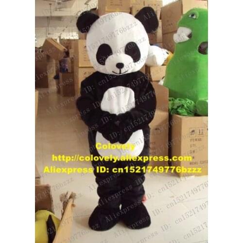 Vivid White Black Ailuropus Panda Bear Bearcat Catbear Adult Mascot Costume Mascotte With Round Fat Cute Head No.175 Free Ship