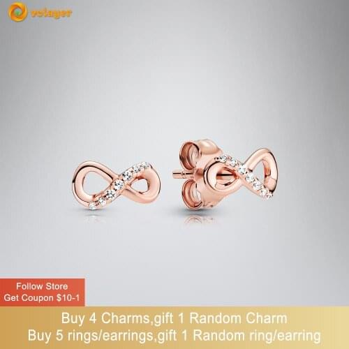 Volayer 925 Sterling Silver Stud Earrings Sparkling Infinity Stud Earrings Cubic Zirconia Statement Stud Earrings Women Earrings